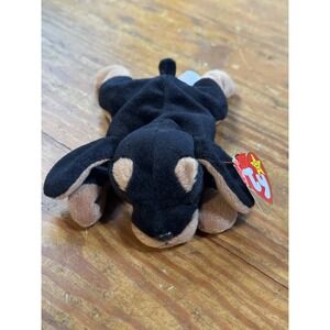 Vintage Ty Beanie Baby "Doby" Doberman Dog, 10/9/1996 EUC 8" X 4" Bean Bag‎